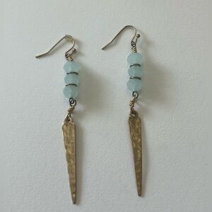 Elegant Gold and Blue Dangle Earrings